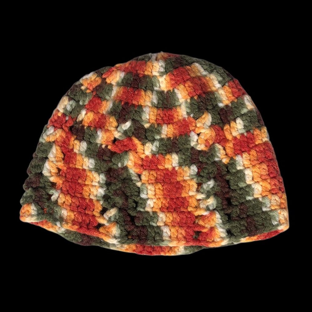 Handmade Crochet Beanie Multicolor Knit Slouchy Winter Hat - Picture 2 of 3